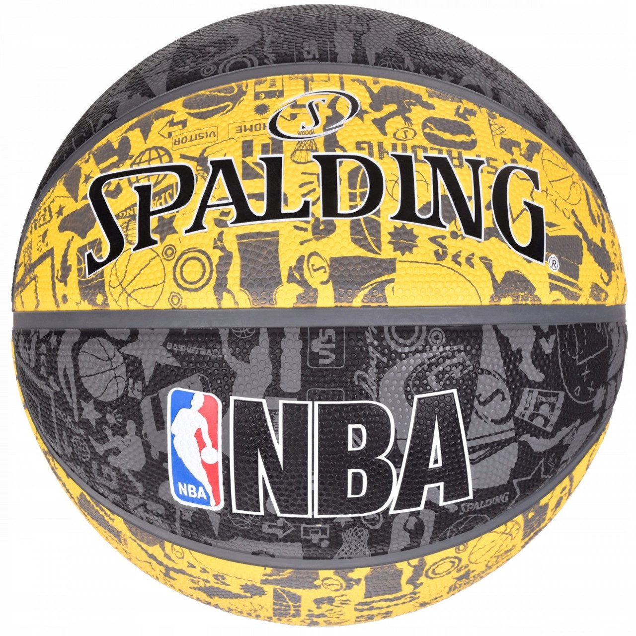 М'яч баскетбольний Spalding NBA Graffiti Outdoor Grey/Yellow Size 7 .