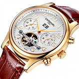 Чоловічий наручний годинник — незвичайні стильні, Годинник механічний чоловічий на шкіряному ремінці, фото 9