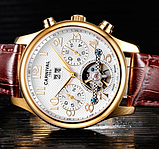 Чоловічий наручний годинник — незвичайні стильні, Годинник механічний чоловічий на шкіряному ремінці, фото 3