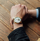 Чоловічий наручний годинник — незвичайні стильні, Годинник механічний чоловічий на шкіряному ремінці, фото 2