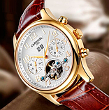 Чоловічий наручний годинник — незвичайні стильні, Годинник механічний чоловічий на шкіряному ремінці, фото 6