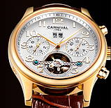 Чоловічий наручний годинник — незвичайні стильні, Годинник механічний чоловічий на шкіряному ремінці, фото 4