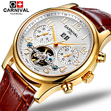 Чоловічий наручний годинник — незвичайні стильні, Годинник механічний чоловічий на шкіряному ремінці, фото 8