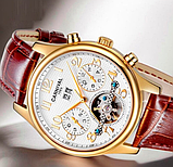 Чоловічий наручний годинник — незвичайні стильні, Годинник механічний чоловічий на шкіряному ремінці, фото 7