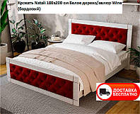 Кровать Natali 180х200 см Белое дерево/велюр Wine (бордовый) выбор цвета обивки