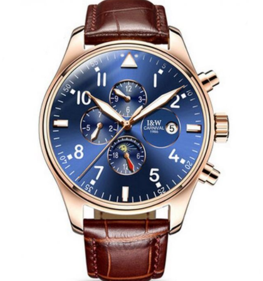 Модний чоловічий наручний годинник на шкіряному ремінці ,Годинники механічні чоловічі класичні, фото 1