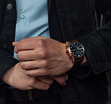 Модний чоловічий наручний годинник на шкіряному ремінці ,Годинники механічні чоловічі класичні, фото 3