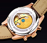 Модний чоловічий наручний годинник на шкіряному ремінці ,Годинники механічні чоловічі класичні, фото 4