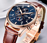 Модний чоловічий наручний годинник на шкіряному ремінці ,Годинники механічні чоловічі класичні, фото 8