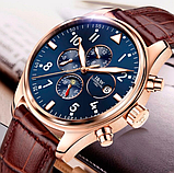 Модний чоловічий наручний годинник на шкіряному ремінці ,Годинники механічні чоловічі класичні, фото 9