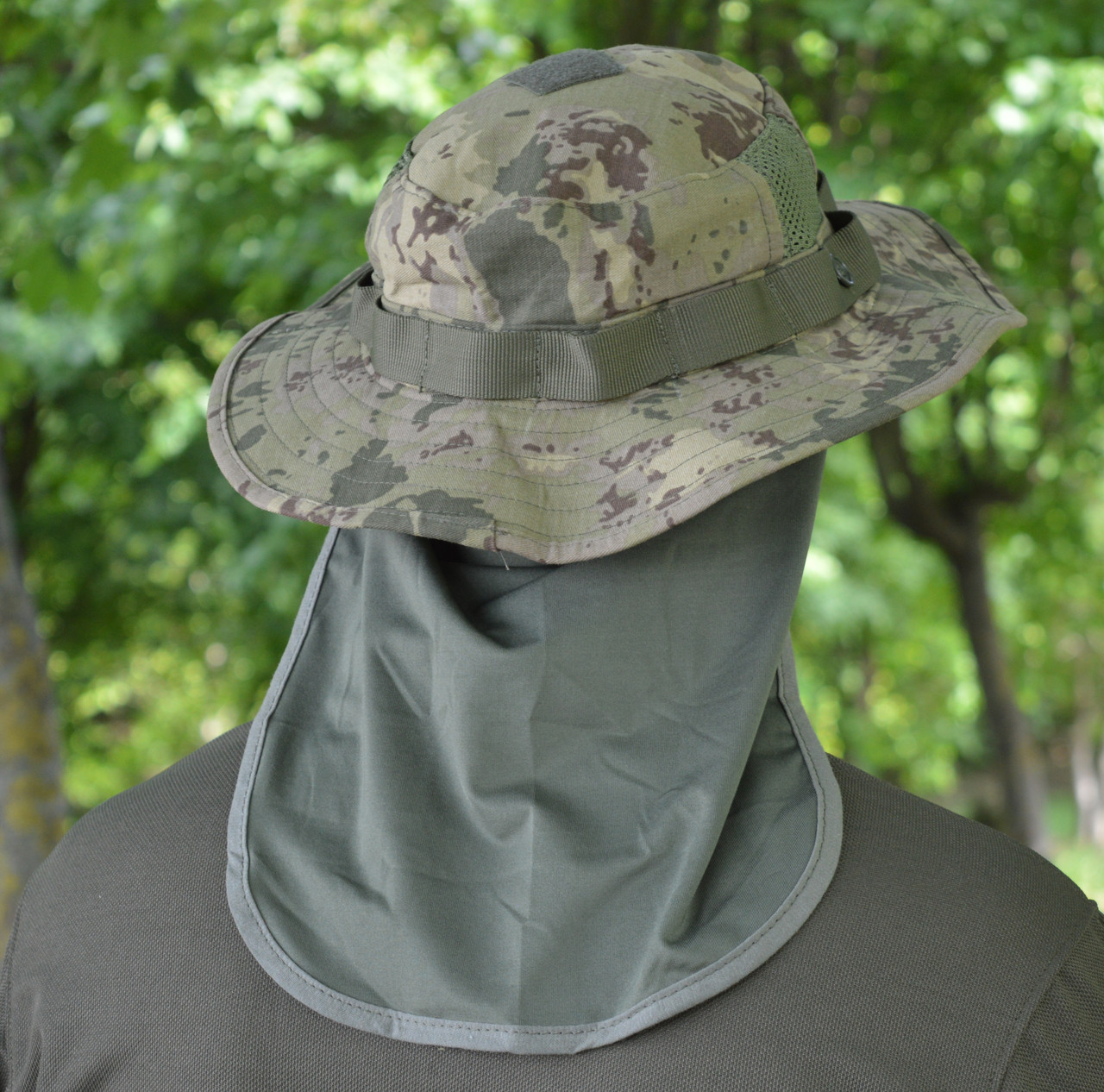 Панама із захистом шиї зелений цифровий ріпстоп, фото 1