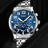 Красивий механічний стрілочний чоловічий годинник з автопідзаводом, Класичний годинник з металевим браслетом., фото 3