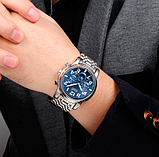 Красивий механічний стрілочний чоловічий годинник з автопідзаводом, Класичний годинник з металевим браслетом., фото 6