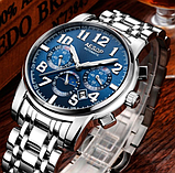 Красивий механічний стрілочний чоловічий годинник з автопідзаводом, Класичний годинник з металевим браслетом., фото 7