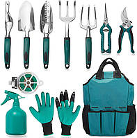 Набор садовых инструментов FiveJoy, набор из 11 ручных инструментов из алюминиевого сплава с садовой сумкой