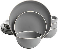 Набор столовой посуды Gibson Home Rockaway из 12 предметов на 4 персоны, серый матовый