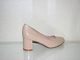 Жіночі бежеві матові туфлі середній каблук розмір 36, фото 2