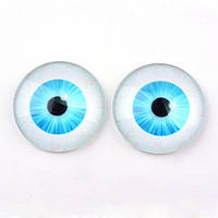 Глазки Стеклянные, Круглые, Цвет: Голубой, Размер: 10x3.5мм, (1 пара)