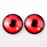 Глазки Стеклянные, Круглые, Цвет: Красный, Размер: 10x3.5мм, (1 пара)