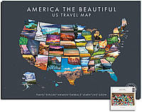 Карта США для путешествий размером 43х60 см - туристический плакат, чтобы отметить ваши приключения по США