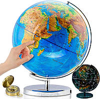 Светящийся глобус мира с подставкой - 33 см глобус мира 3 в 1, глобус созвездия