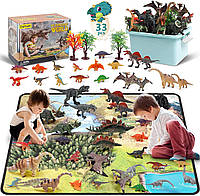 Игрушечный набор динозавров с игровым ковриком для занятий, реалистичными фигурками динозавров, 33 шт.