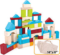 Розвиваючі іграшки - Набір із 100 будівельних блоків із натурального дерева з сумкою для перенесення