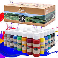 Набор акриловых художественных красок Artecho, 48 бутылок основных цветов 59 мл - для рисования на холсте