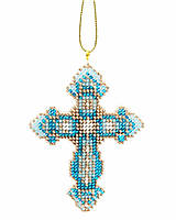 Крестик голубой Набор для вышивания бисером объемной вышивки Golden Key N-068