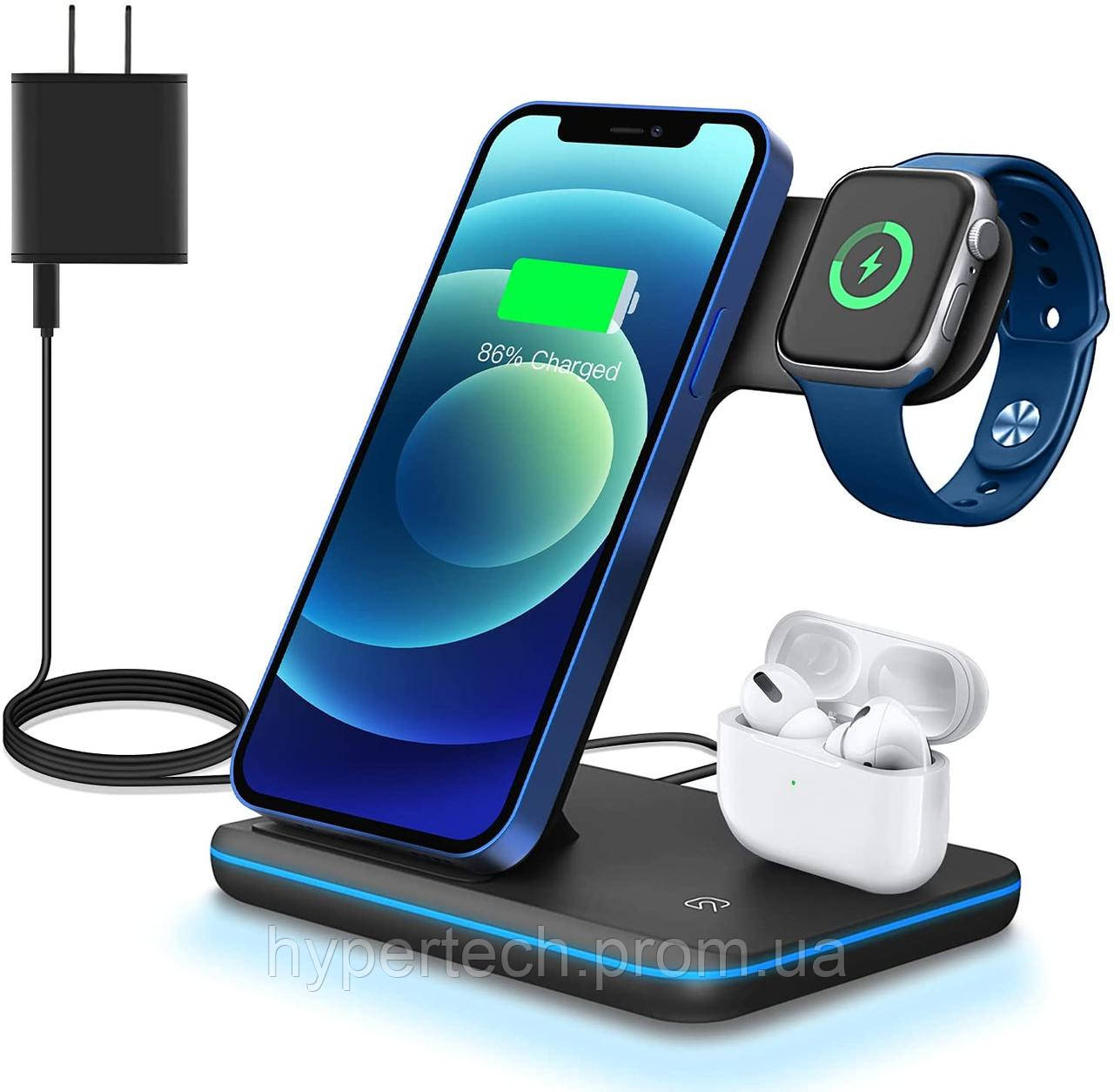 Купить Беспроводная зарядка стенд smart 3in1 fast 15w (phone+apple ...