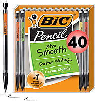 Механічні олівці BIC Xtra-Smooth з гумками, середня загострення (0,7 мм), упаковка по 40 штук