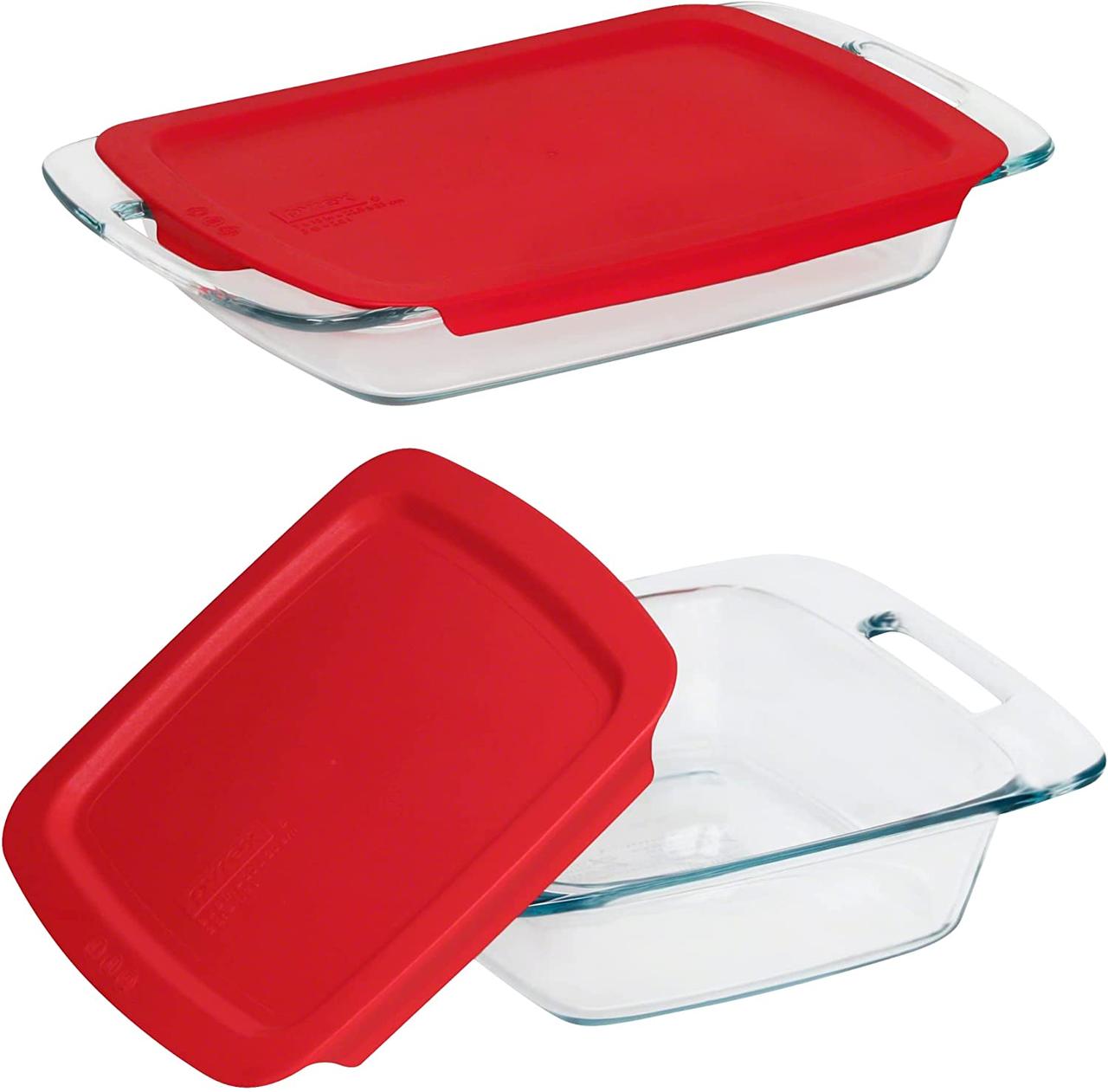 Стеклянные формы для выпечки, контейнеры для хранения продуктов, Pyrex, набор из 4 предметов, крышки без BPA - фото 2 - id-p1623377191