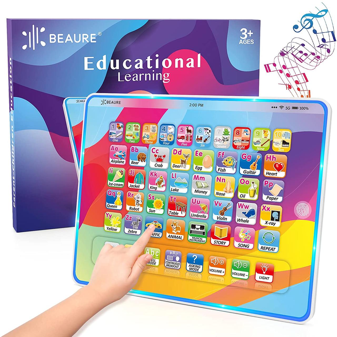 Дитячий планшет 12 в 1 з підсвічуванням - інтерактивні навчальні та розвиваючі іграшки для малюків, ABC