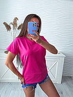 Женская футболка базовая малина хлопок кулирка очень мягкая приятная|Футболка для девушек база на каждый день