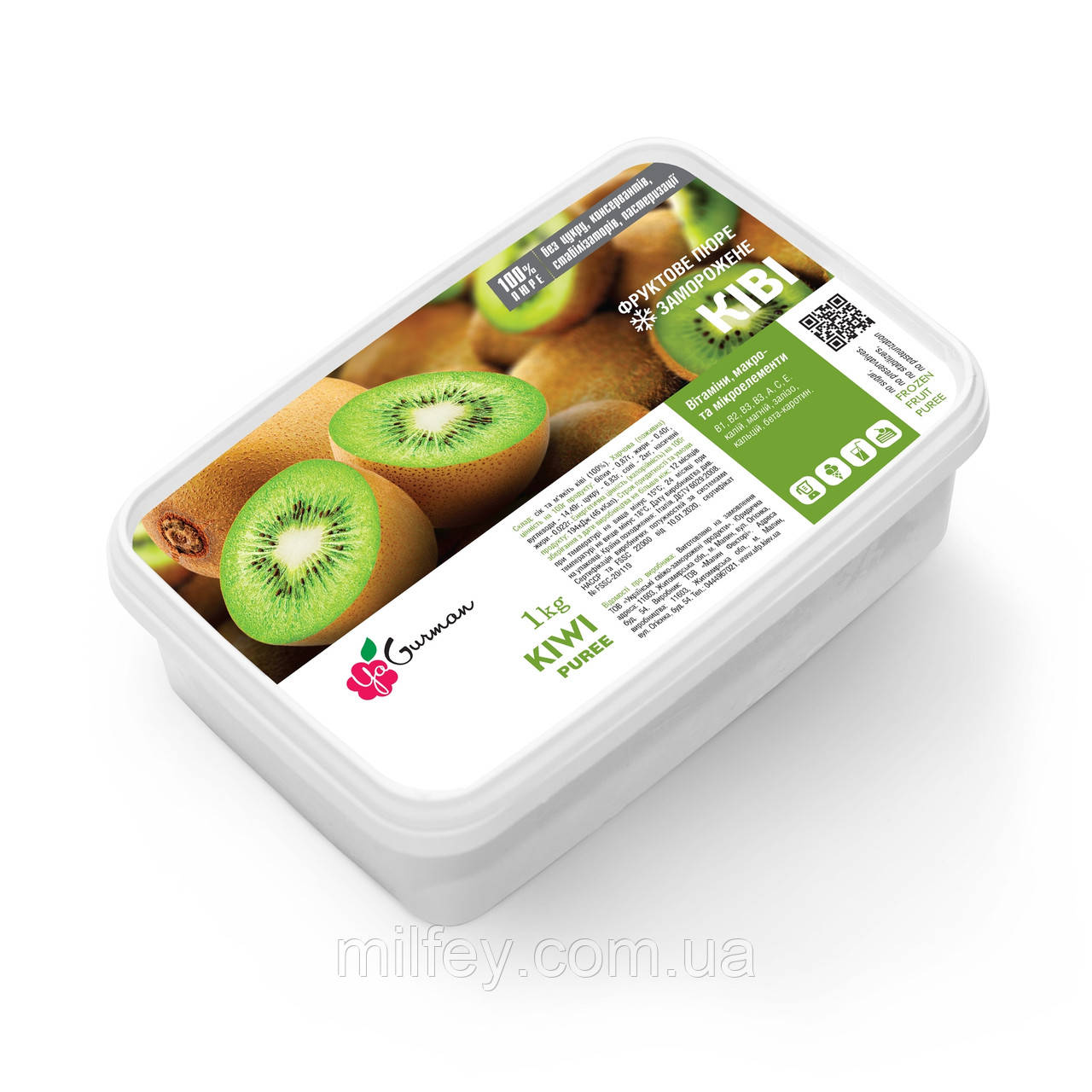 Пюре Ківі, заморожене, YaGurman, 1 кг, фото 1