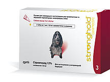 Стронгхолд STRONGHOLD 120 мг краплі на холку від бліх для собак вагою від 10 до 20 кг, упаковка 3 піпетки