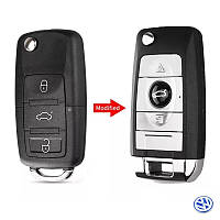 Корпус викидного ключа 3 кнопки VW/Skoda/Seat (RR1/Логотип VW Blue)