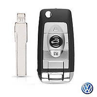 Корпус викидного ключа 3 кнопки VW/Skoda/Seat (RR1/Заготовка/Логотип VW Blue Сілікон)