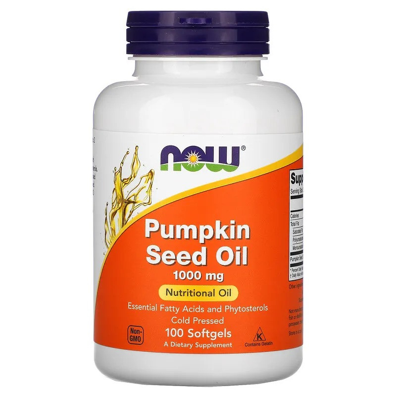 Гарбузова олива NOW Foods "Pumpkin Seed Oil" 1000 мг (100 гелевих капсул), фото 1