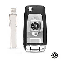 Корпус викидного ключа 3 кнопки VW/Skoda/Seat (RR1/Заготовка/Логотип VW Black)