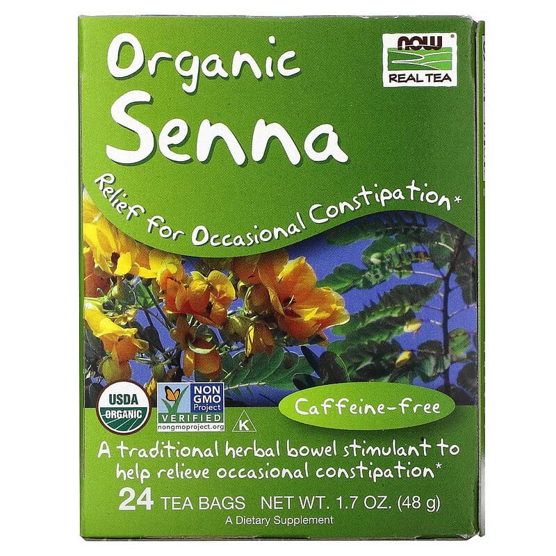 Чай із синни NOW Foods, Real Tea "Senna" без кофеїну, 24 пакетики (48 г)