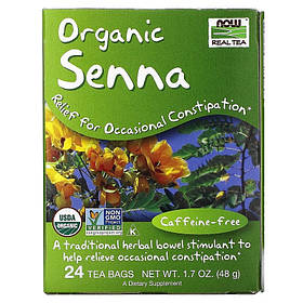 Чай із синни NOW Foods, Real Tea "Senna" без кофеїну, 24 пакетики (48 г)