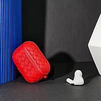 Чохол на AirPods плетена шкіра. червоний WK-34