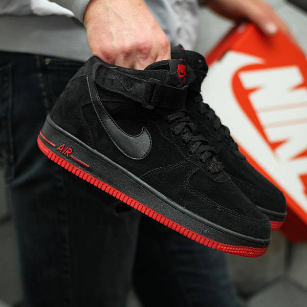 Nike air force 1 high black and red online
