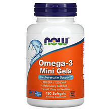 Риб'ячий жир NOW Foods "Omega-3 Mini Gels" підтримка серцево-судинної системи (180 гелевих мінікапсул)