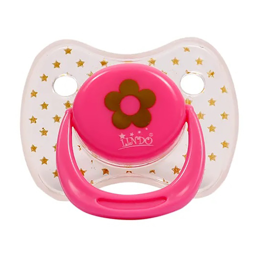 Пустушка з круглою силіконовою соскою (0-6 міс) рожева Lindo (8850216304018)