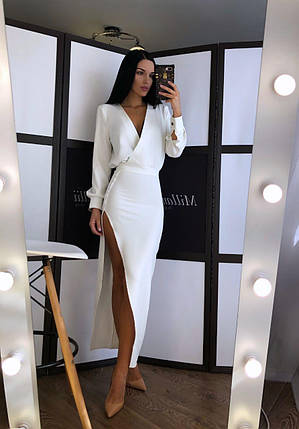 Сукня Грація жіноча модна стильна з розрізом і спідницею міді різні кольори Smf3571, фото 1