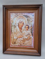 Простий строгий рівний кіот із внутрішньою дерев'яною рамою для підкладної ікони Боголиці, фото 5