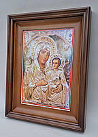 Простий строгий рівний кіот із внутрішньою дерев'яною рамою для підкладної ікони Боголиці, фото 4