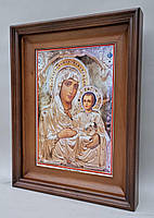 Простий строгий рівний кіот із внутрішньою дерев'яною рамою для підкладної ікони Боголиці, фото 6